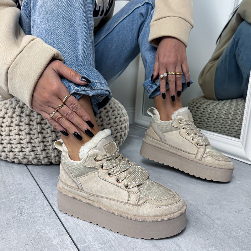 Béžové zateplené tenisky