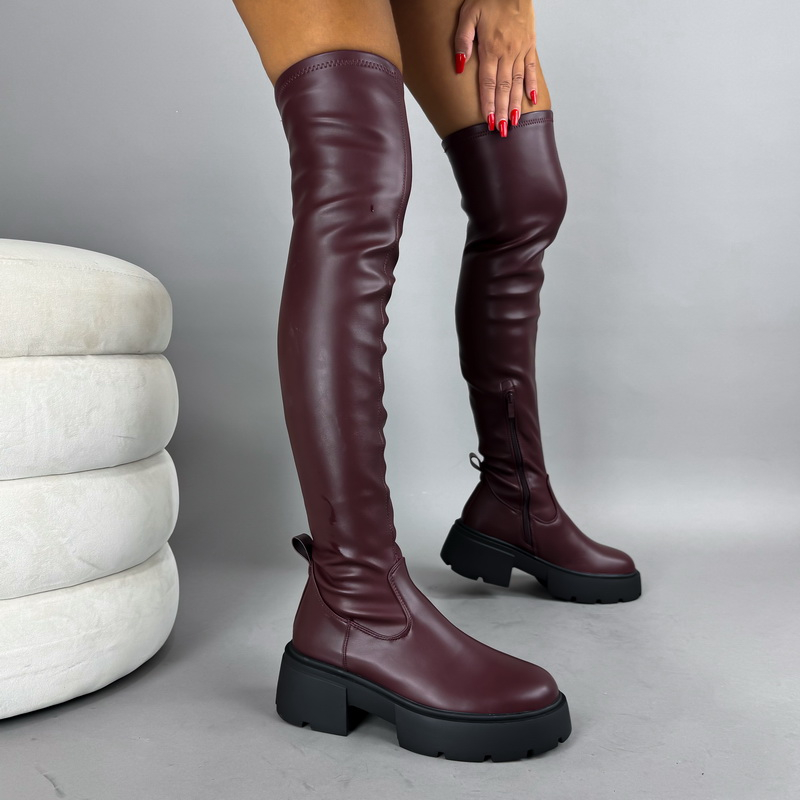 Vínové vysoké kozačky