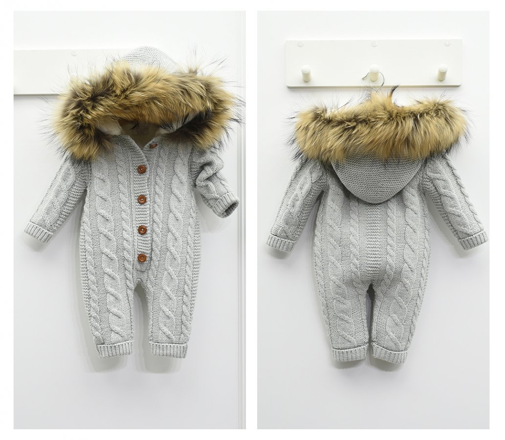 Dětský  šedý overal s kapucí