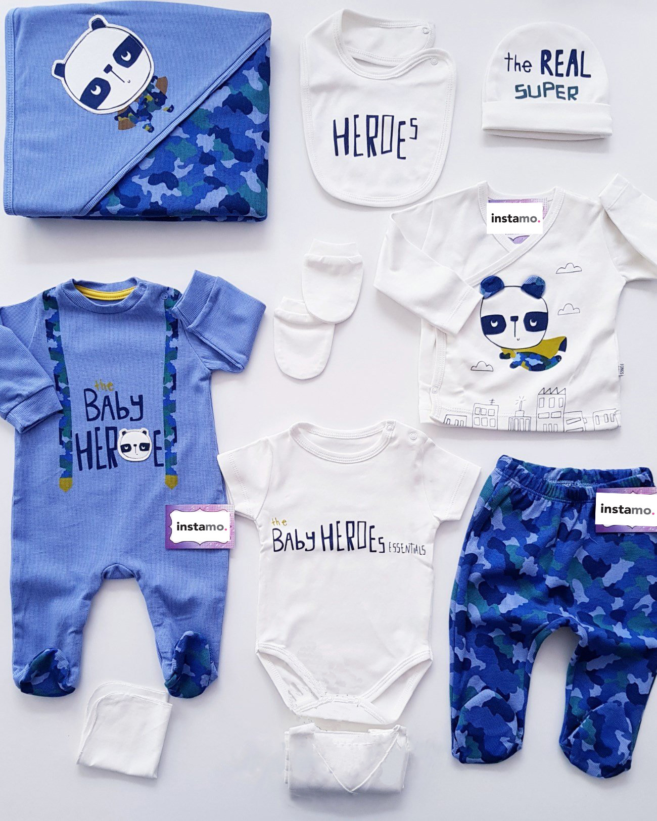 Modrá desetidílná  bavlněná souprava