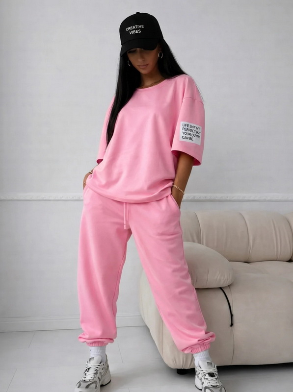 Růžová tepáková souprava