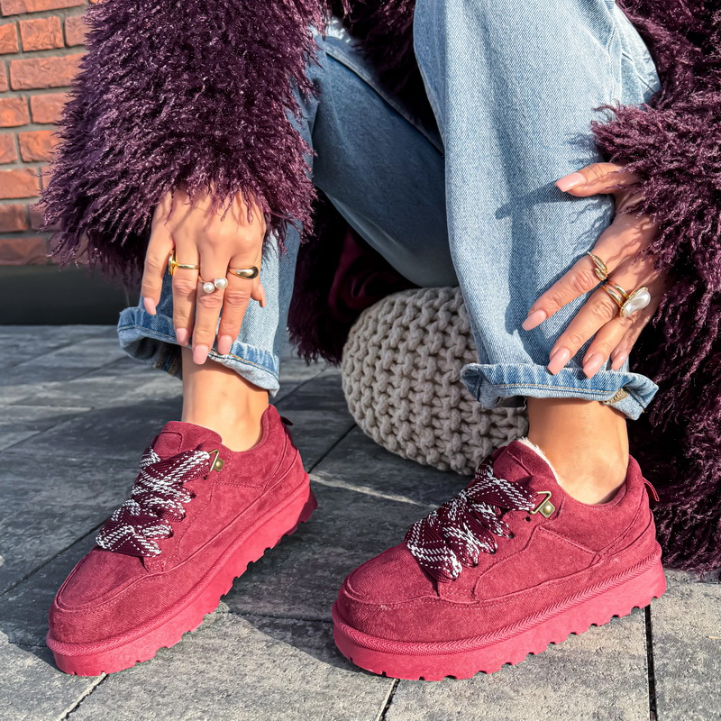 Vínové zateplené tenisky