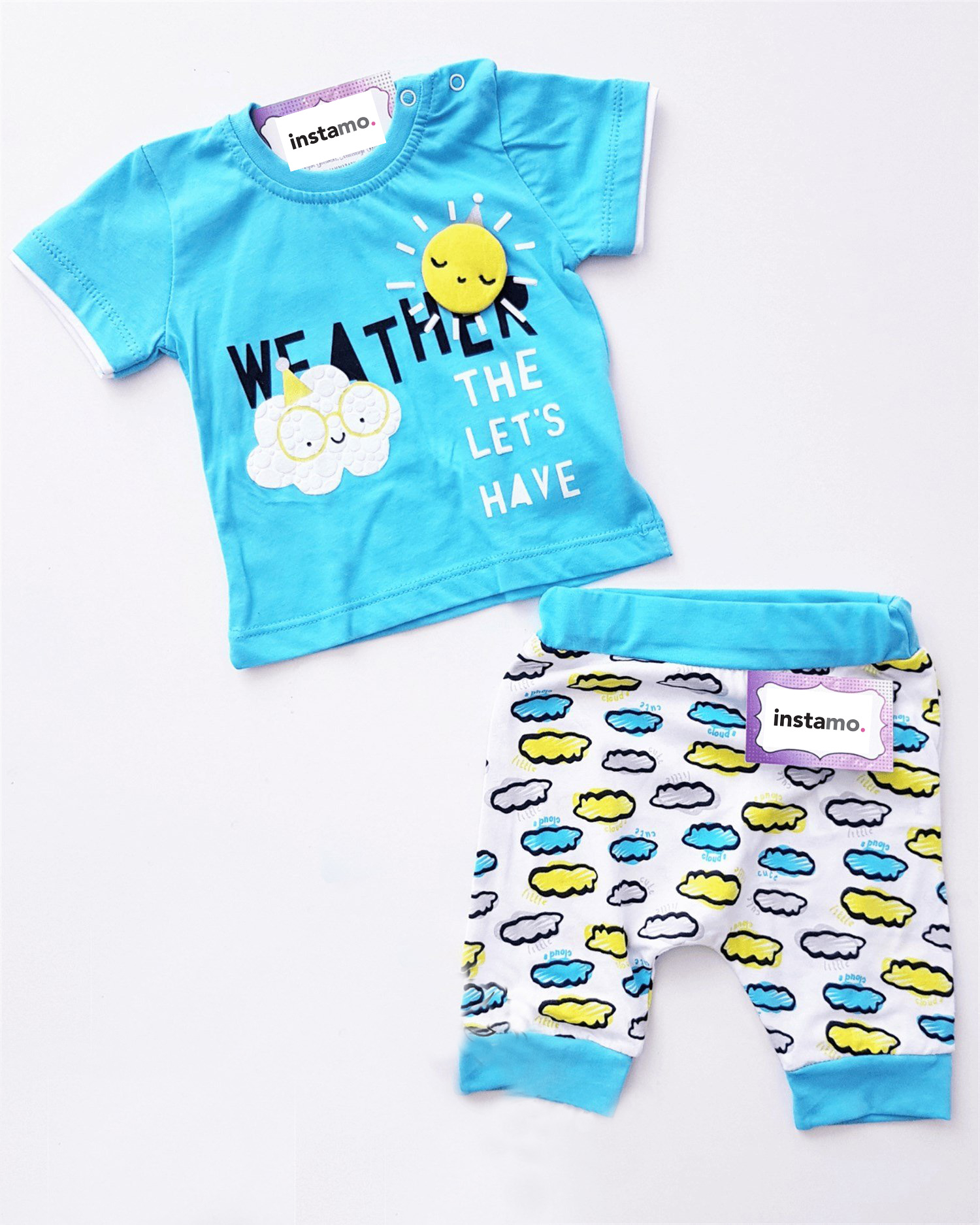 Světle modrá  dvoudílná bavlněná souprava