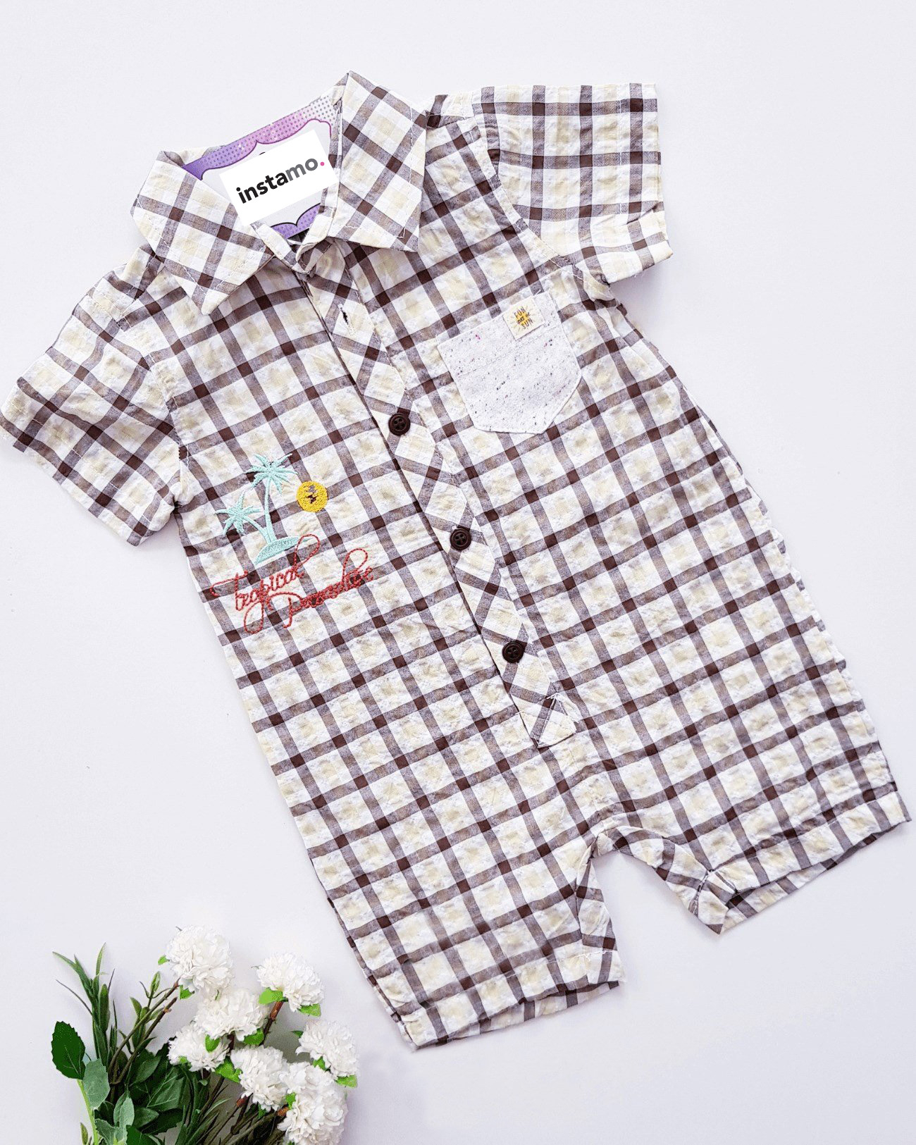 Hnědý košilový overal