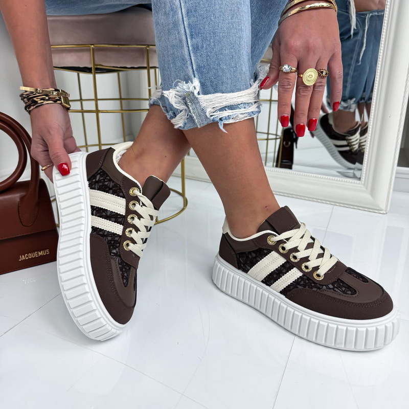 Hnědé krajkované tenisky