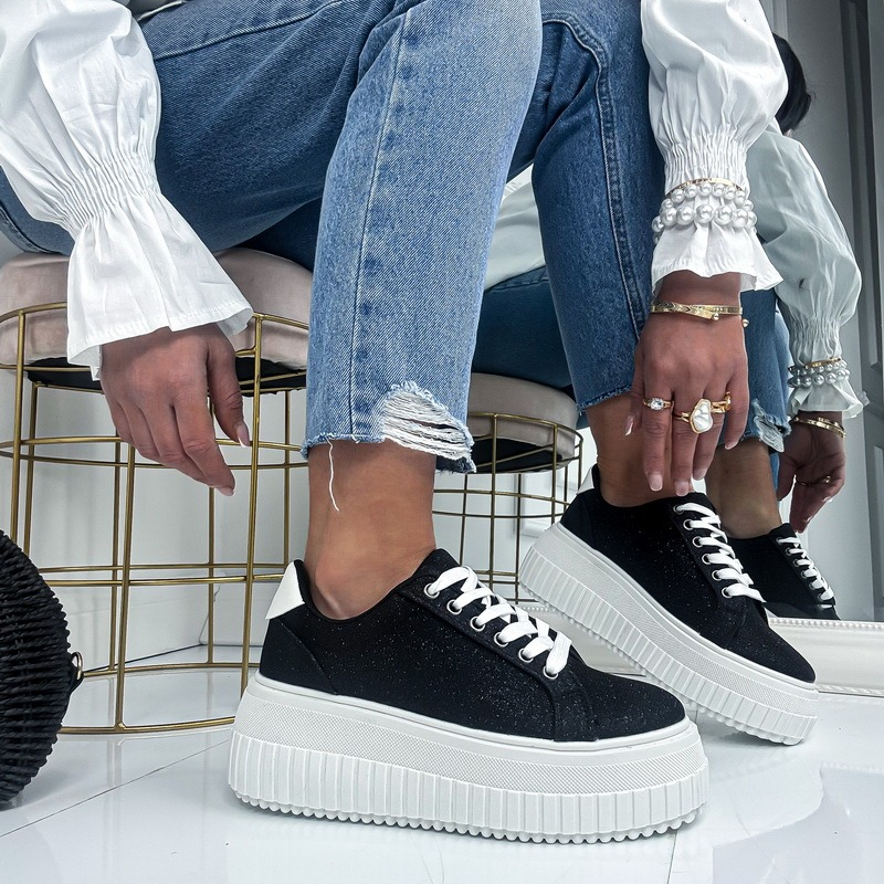 Černé třpytivé tenisky